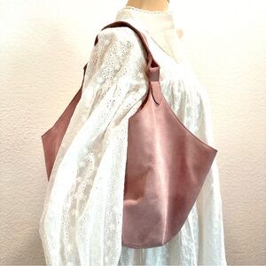 Soft Suede Dusty Pink Bucket Shoulder Bag Boho Feminine Gypsy Hippy Purse